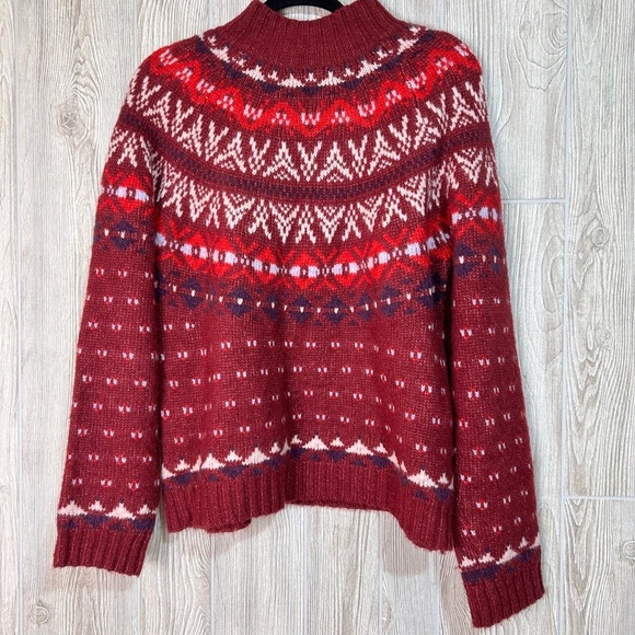 American Eagle Wool Blend Mock Neck Fair Isle Sweater Size Large - Picture 13 of 15